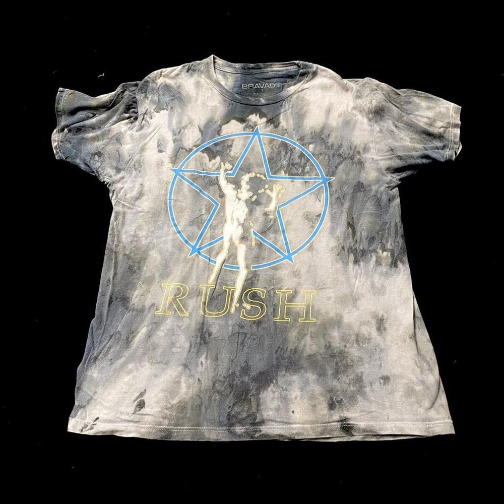 RUSH Bravado Starman Men's Size L Tie Dye Hot Topic Blue Concert T-Shirt